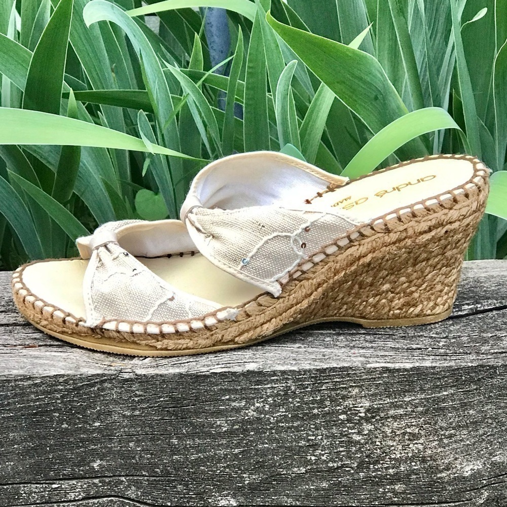 ANDRE ASSOUS Jute Espadrilles canvas wedge Beige Size 10 - Picture 10 of 16